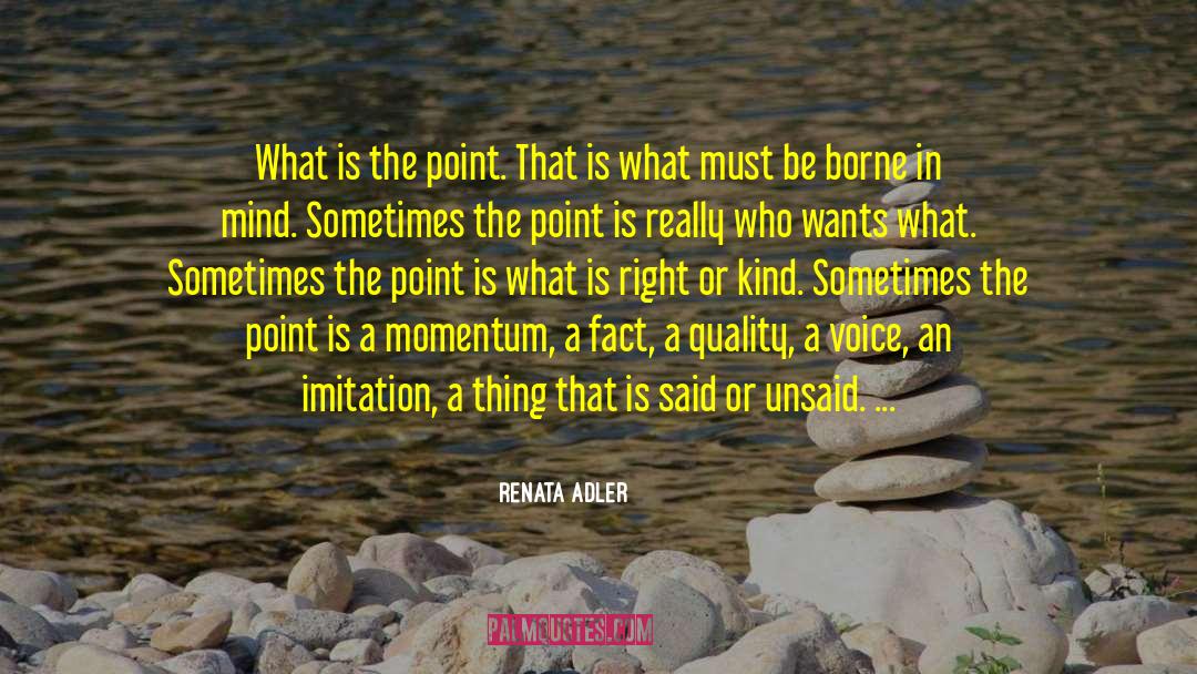 Renata Adler Quotes: What is the point. That