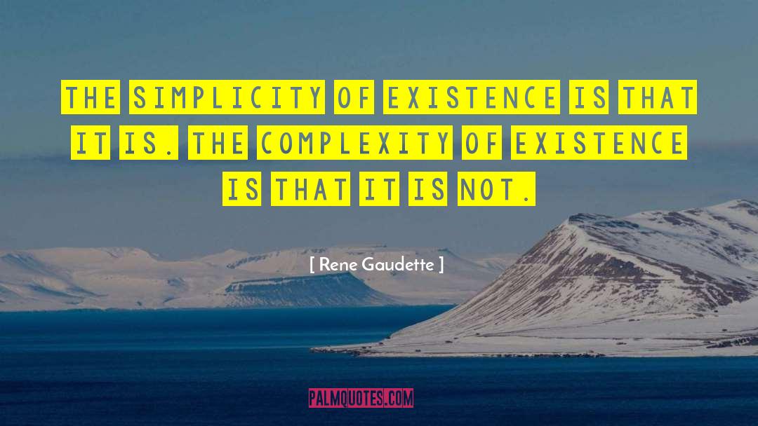 Rene Gaudette Quotes: The simplicity of existence is