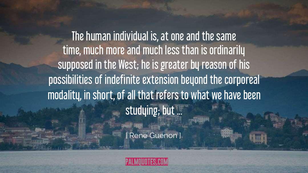 Rene Guenon Quotes: The human individual is, at