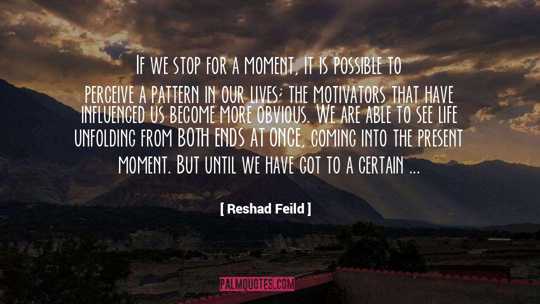 Reshad Feild Quotes: If we stop for a