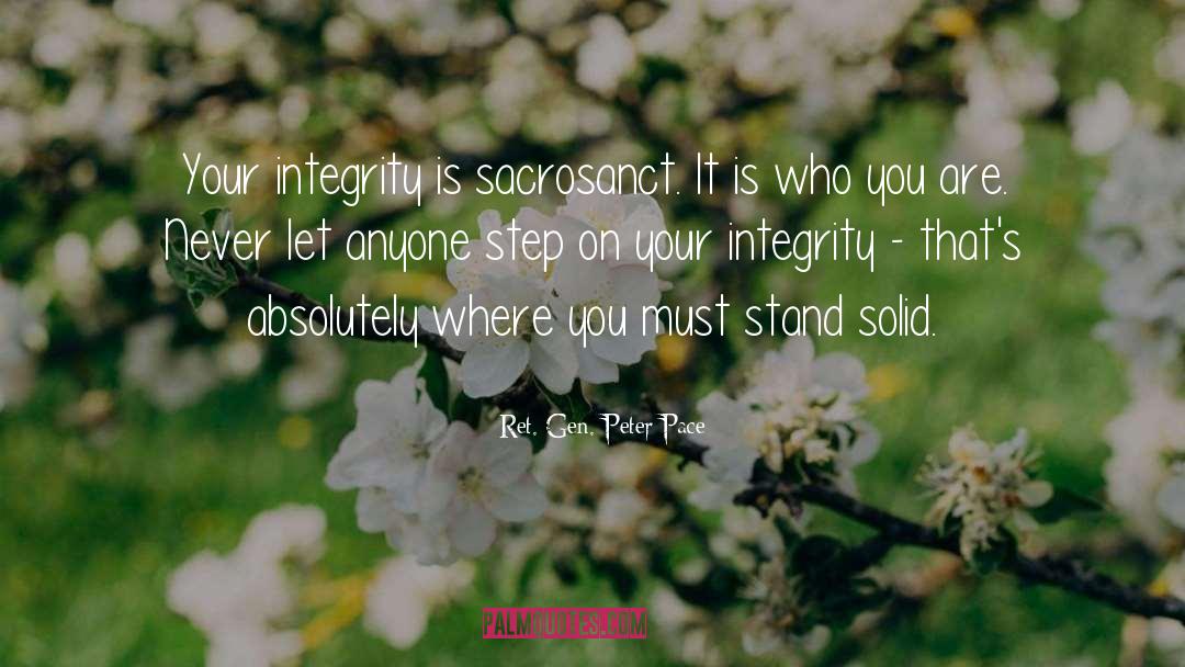 Ret. Gen. Peter Pace Quotes: Your integrity is sacrosanct. It