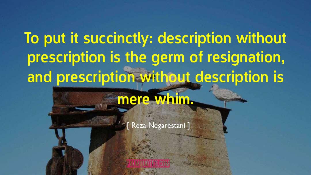 Reza Negarestani Quotes: To put it succinctly: description