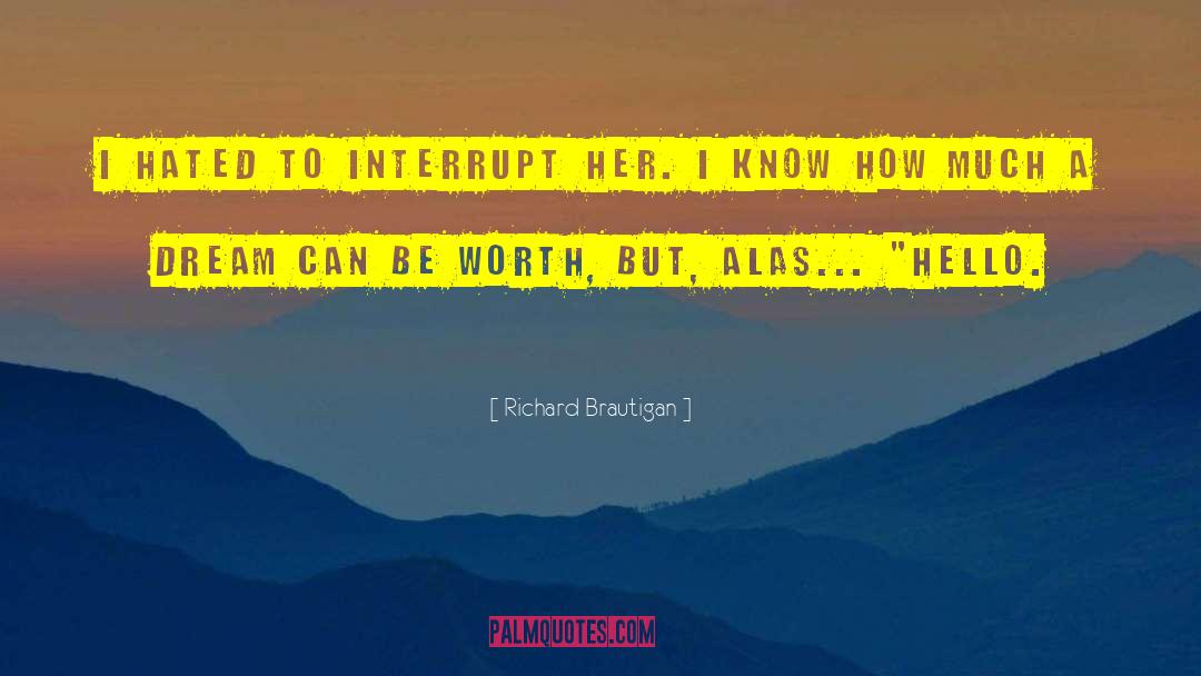 Richard Brautigan Quotes: I hated to interrupt her.