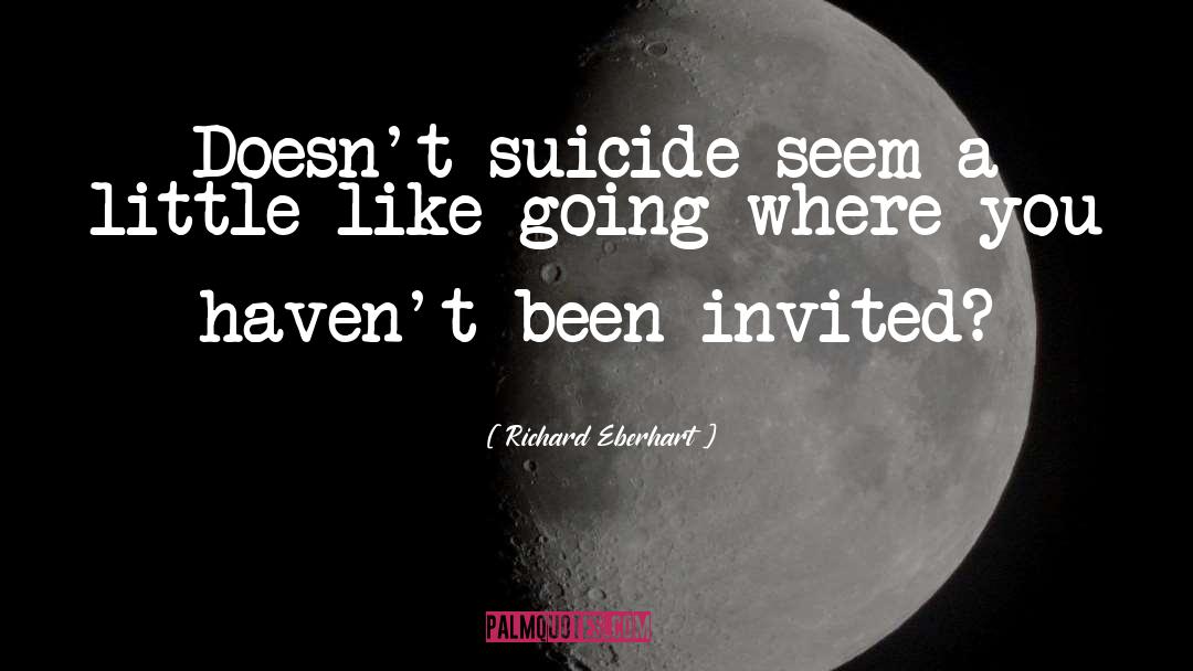 Richard Eberhart Quotes: Doesn't suicide seem a little