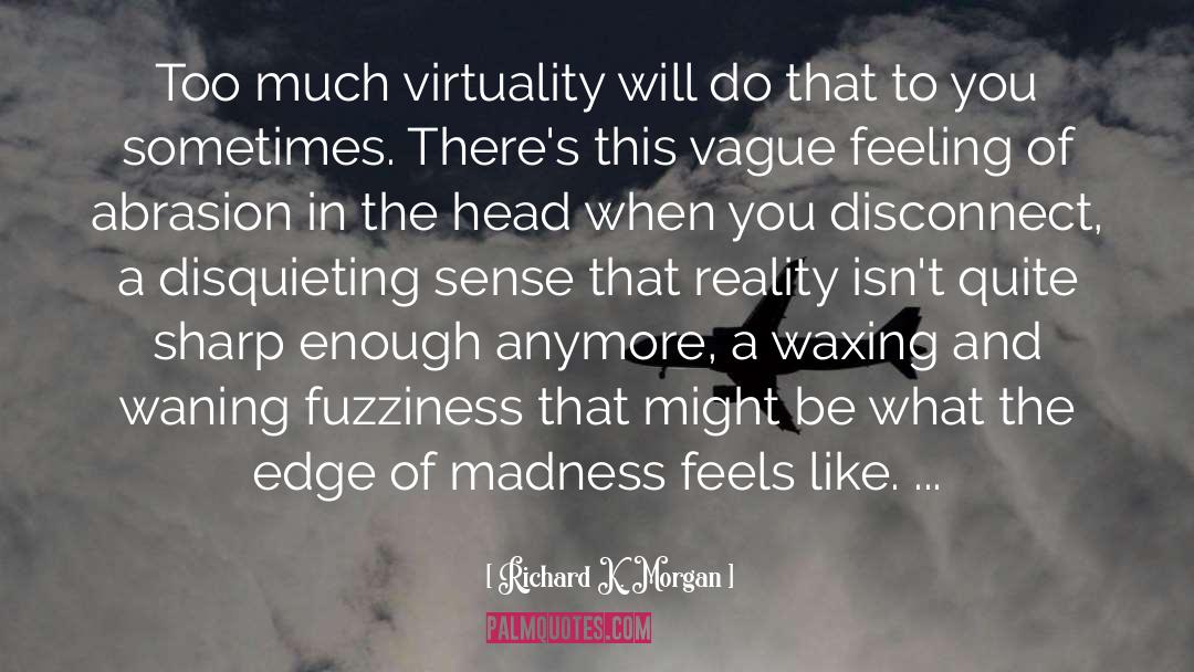 Richard K. Morgan Quotes: Too much virtuality will do