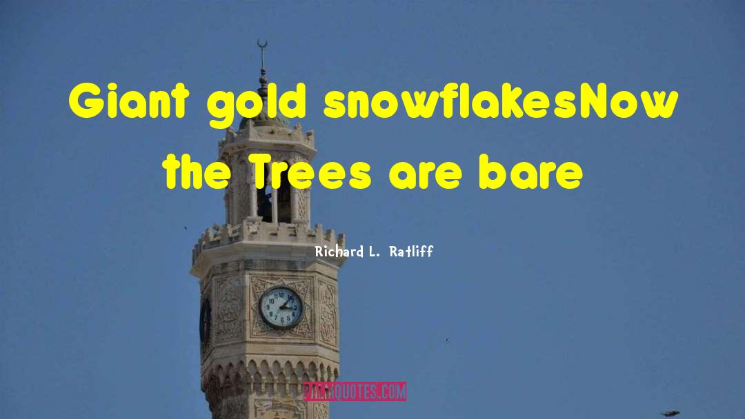 Richard L. Ratliff Quotes: Giant gold snowflakes<br />Now the