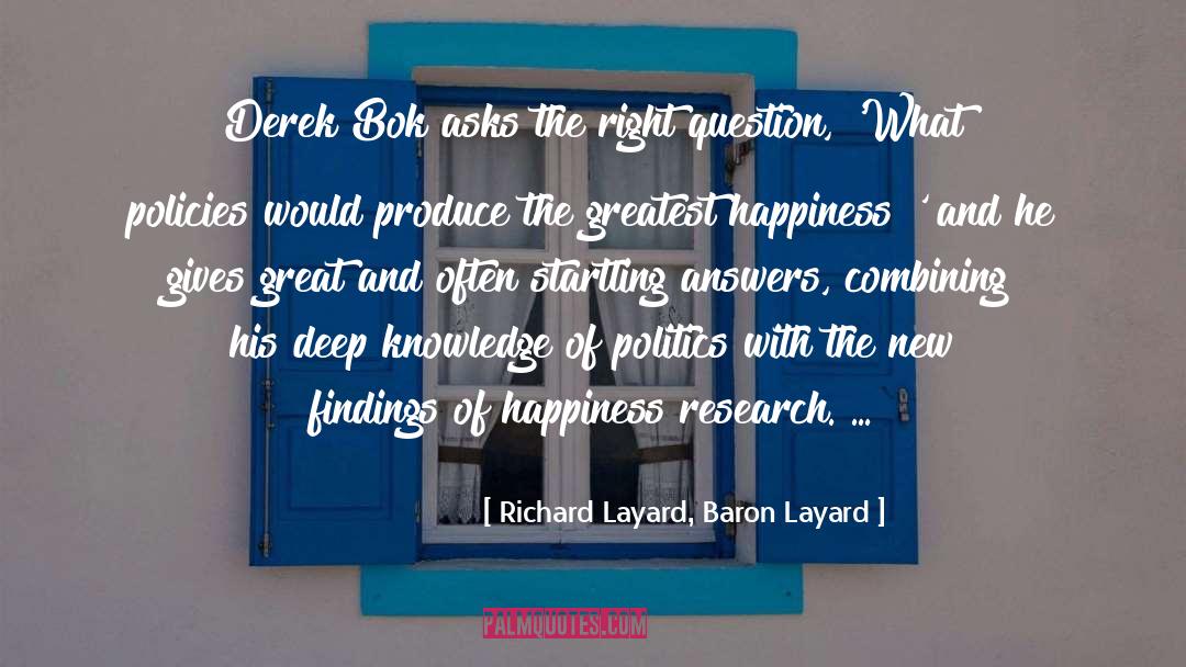 Richard Layard, Baron Layard Quotes: Derek Bok asks the right