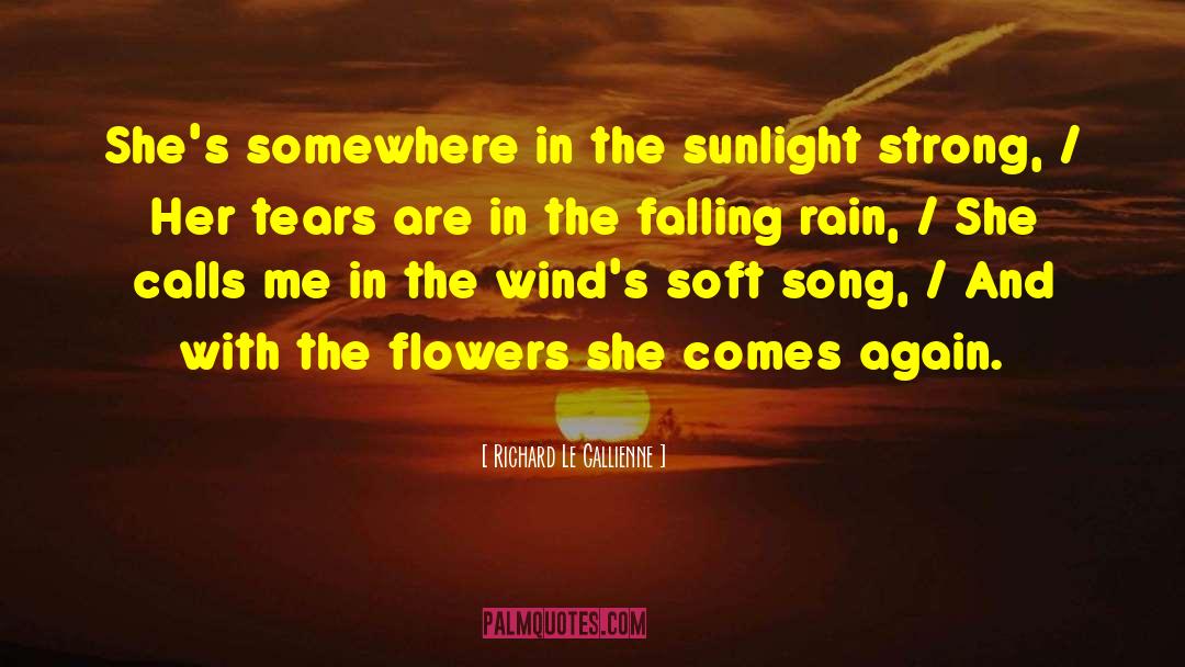 Richard Le Gallienne Quotes: She's somewhere in the sunlight