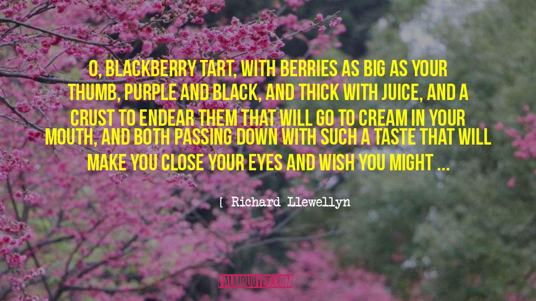 Richard Llewellyn Quotes: O, blackberry tart, with berries