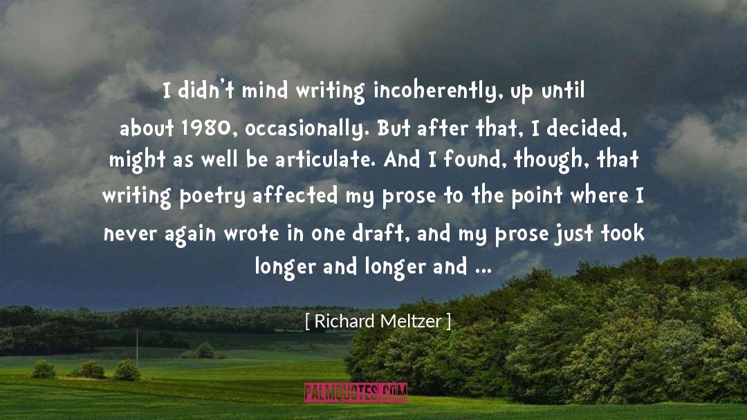 Richard Meltzer Quotes: I didn't mind writing incoherently,