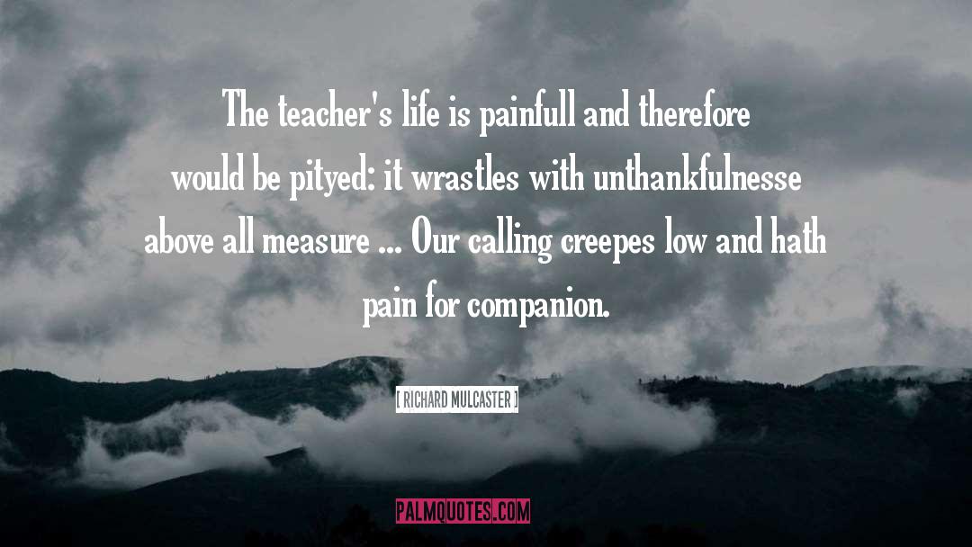 Richard Mulcaster Quotes: The teacher's life is painfull