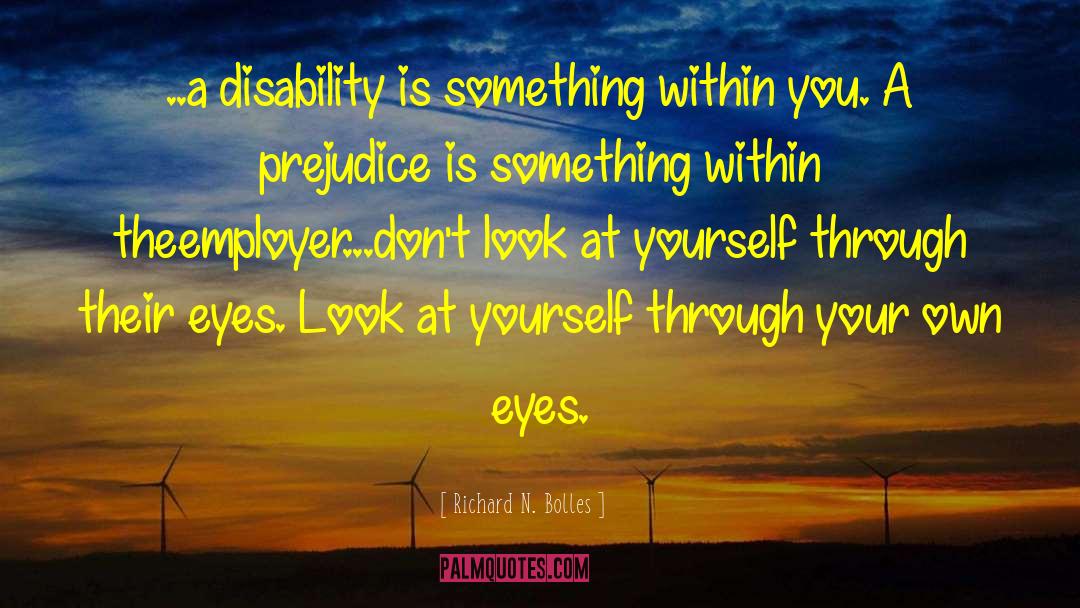Richard N. Bolles Quotes: ..a disability is something within