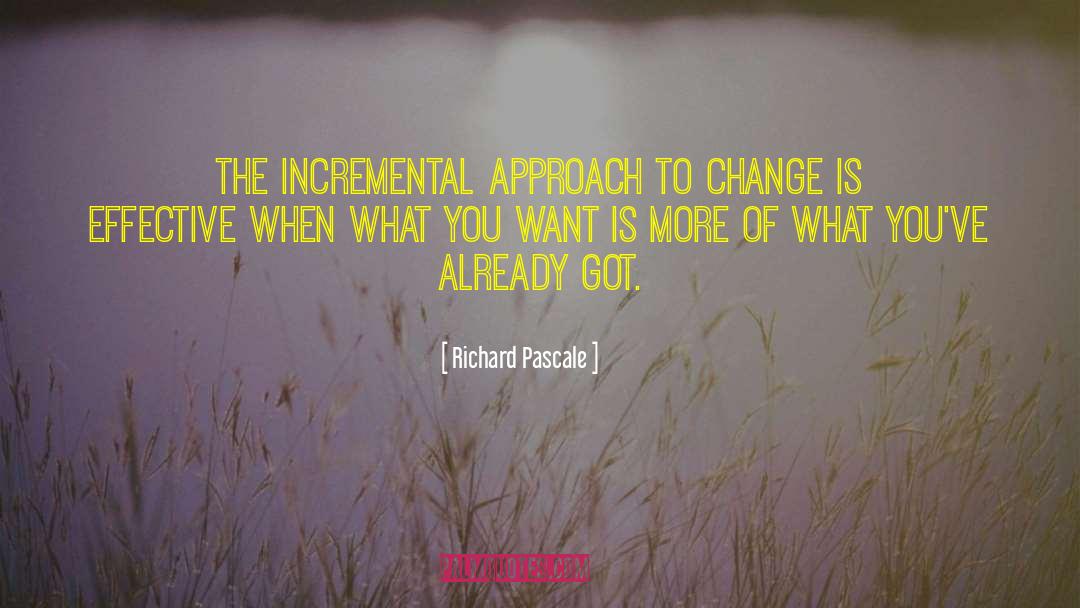 Richard Pascale Quotes: The incremental approach to change