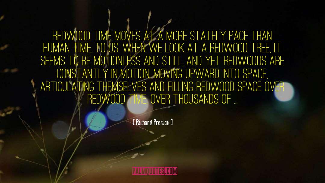 Richard Preston Quotes: Redwood time moves at a