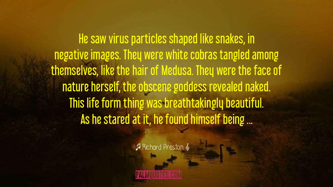 Richard Preston Quotes: He saw virus particles shaped