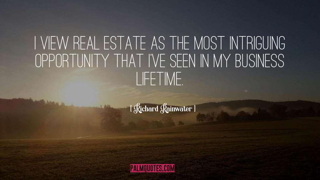 Richard Rainwater Quotes: I view real estate as