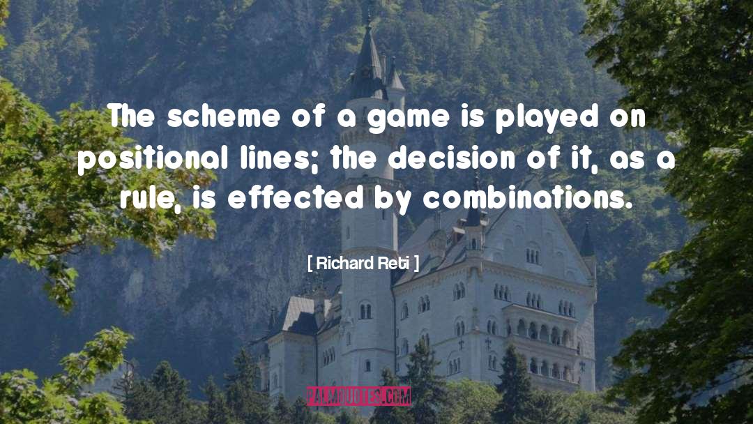 Richard Reti Quotes: The scheme of a game