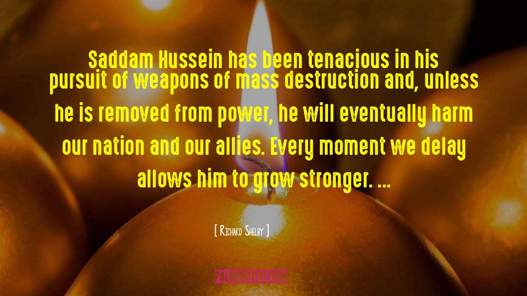 Richard Shelby Quotes: Saddam Hussein has been tenacious