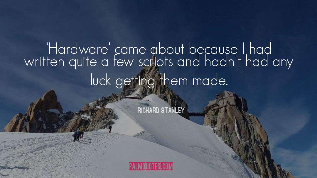 Richard Stanley Quotes: 'Hardware' came about because I