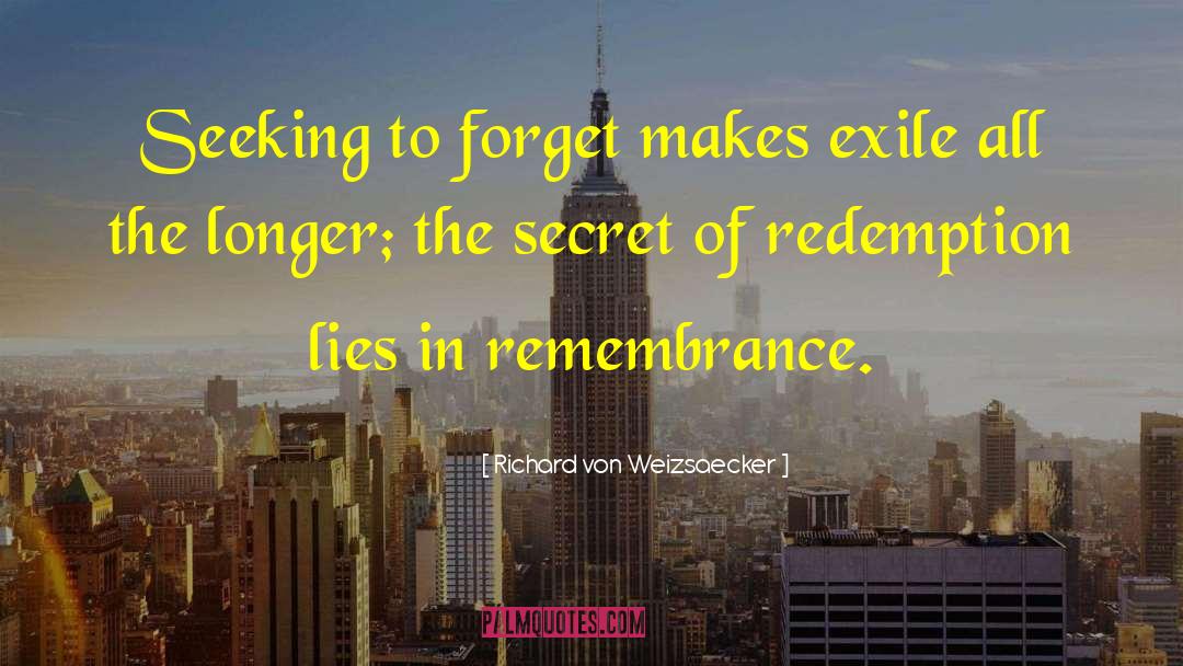 Richard Von Weizsaecker Quotes: Seeking to forget makes exile