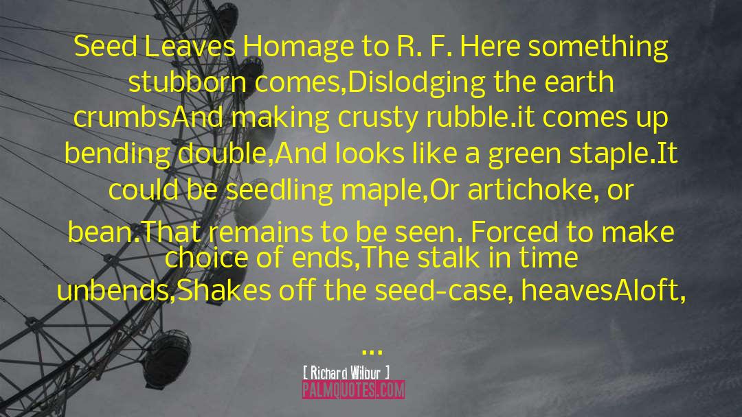 Richard Wilbur Quotes: Seed Leaves <br /><br />Homage