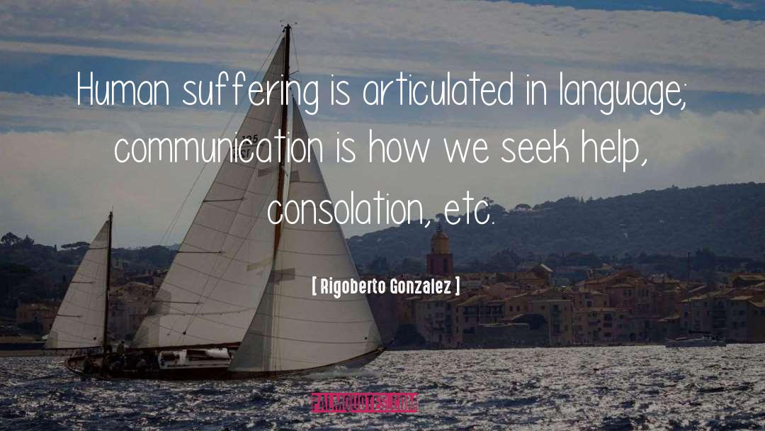 Rigoberto Gonzalez Quotes: Human suffering is articulated in