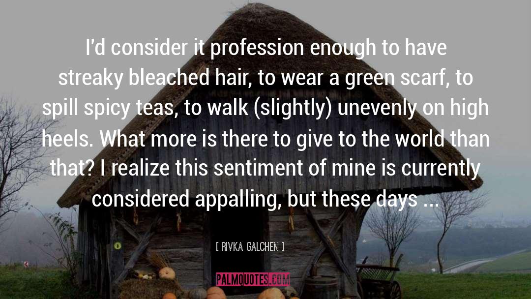 Rivka Galchen Quotes: I'd consider it profession enough