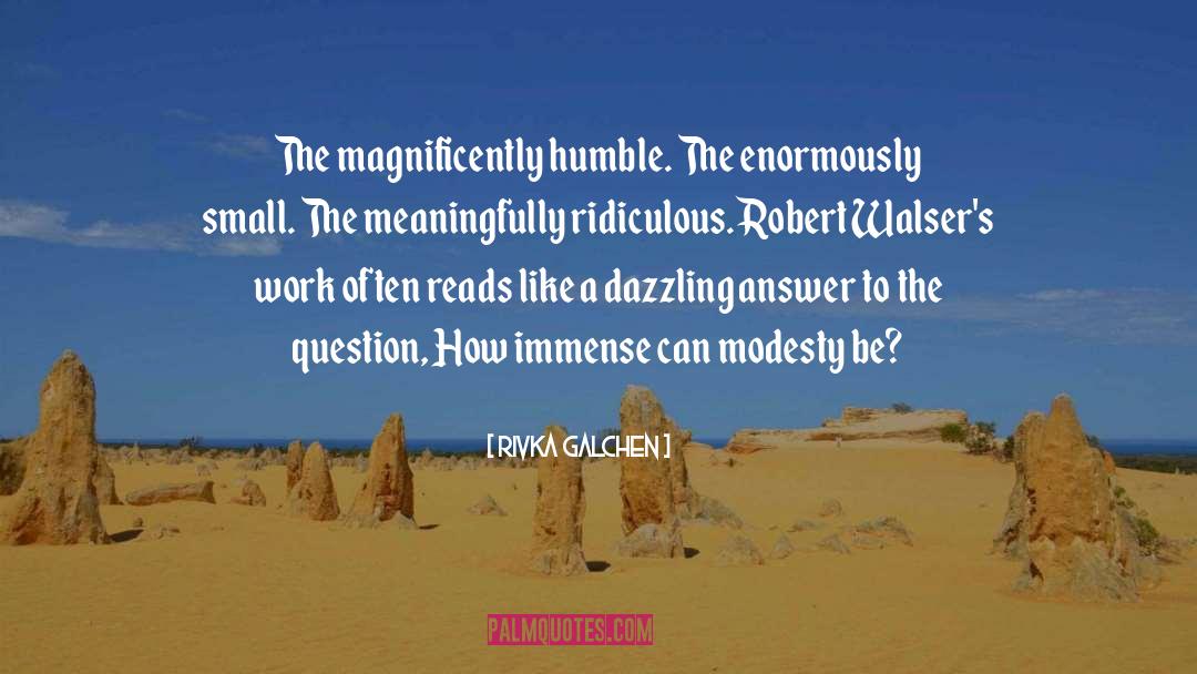 Rivka Galchen Quotes: The magnificently humble. The enormously