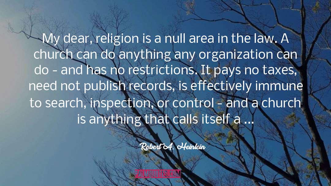 Robert A. Heinlein Quotes: My dear, religion is a