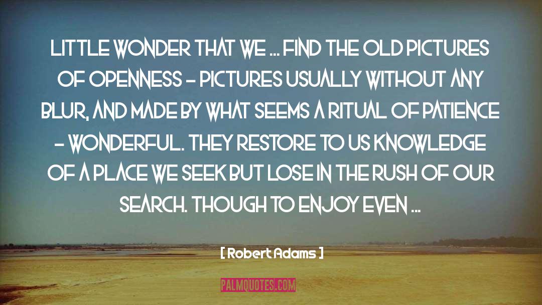 Robert Adams Quotes: Little wonder that we ...