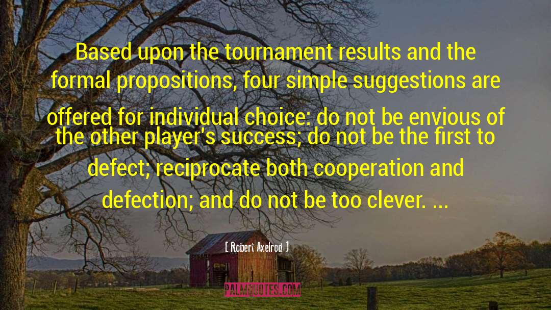 Robert Axelrod Quotes: Based upon the tournament results