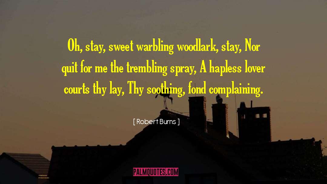 Robert Burns Quotes: Oh, stay, sweet warbling woodlark,
