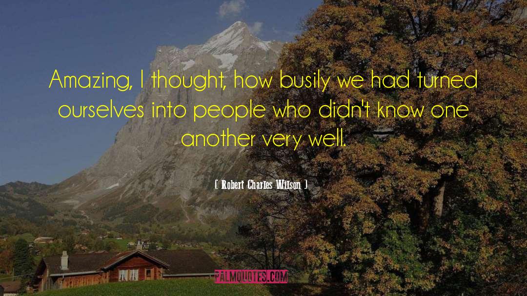 Robert Charles Wilson Quotes: Amazing, I thought, how busily