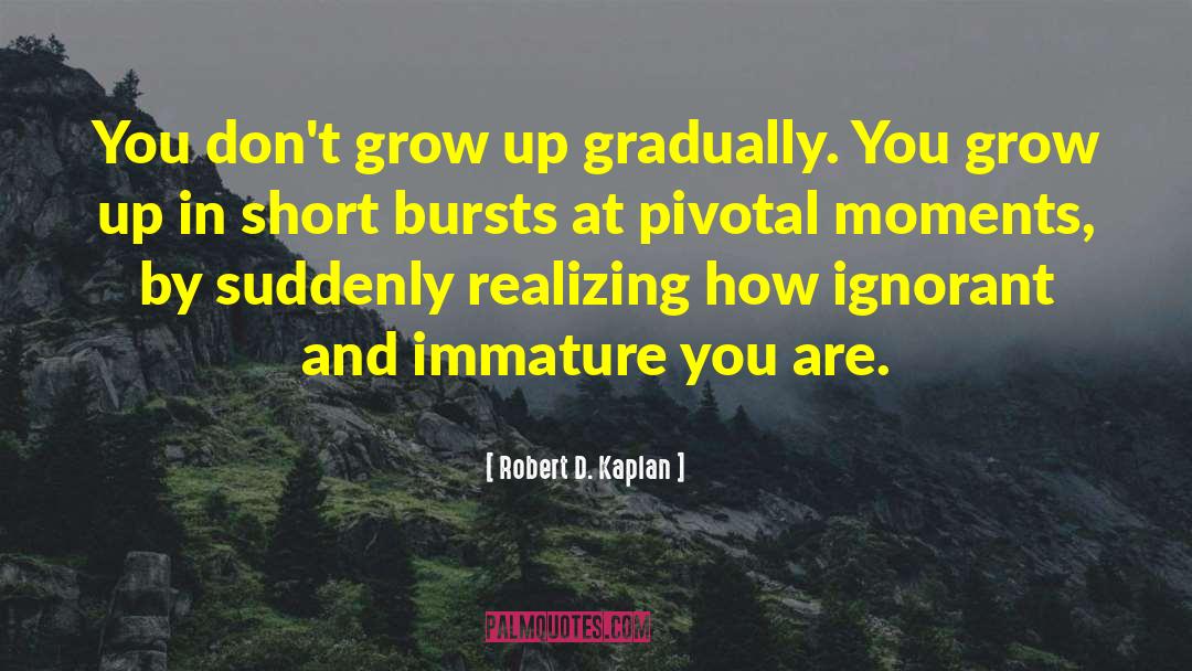 Robert D. Kaplan Quotes: You don't grow up gradually.