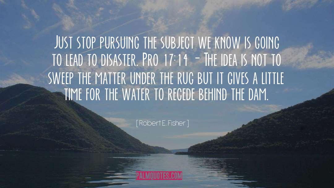 Robert E. Fisher Quotes: Just stop pursuing the subject
