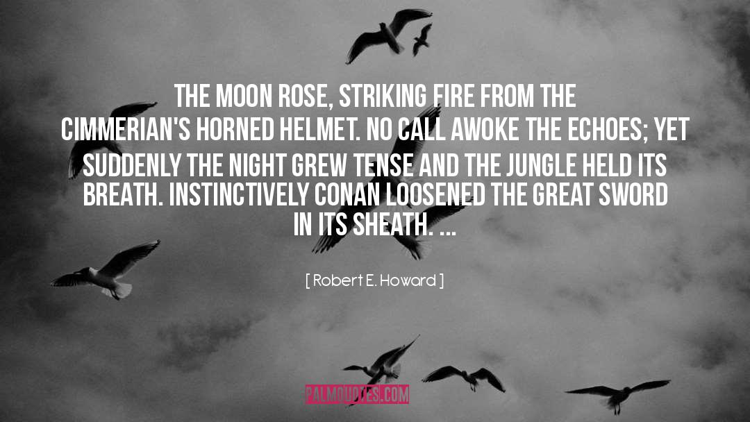 Robert E. Howard Quotes: The moon rose, striking fire
