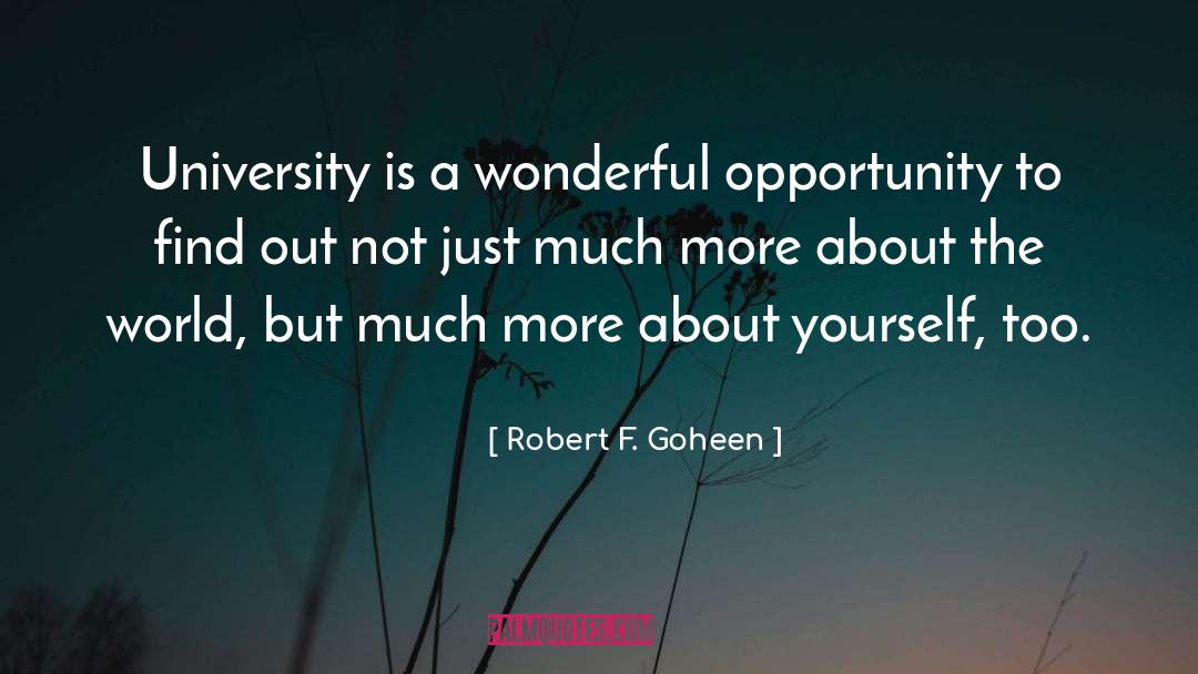 Robert F. Goheen Quotes: University is a wonderful opportunity