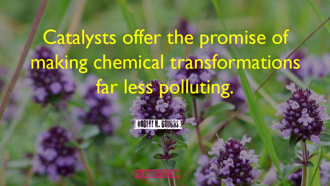Robert H. Grubbs Quotes: Catalysts offer the promise of