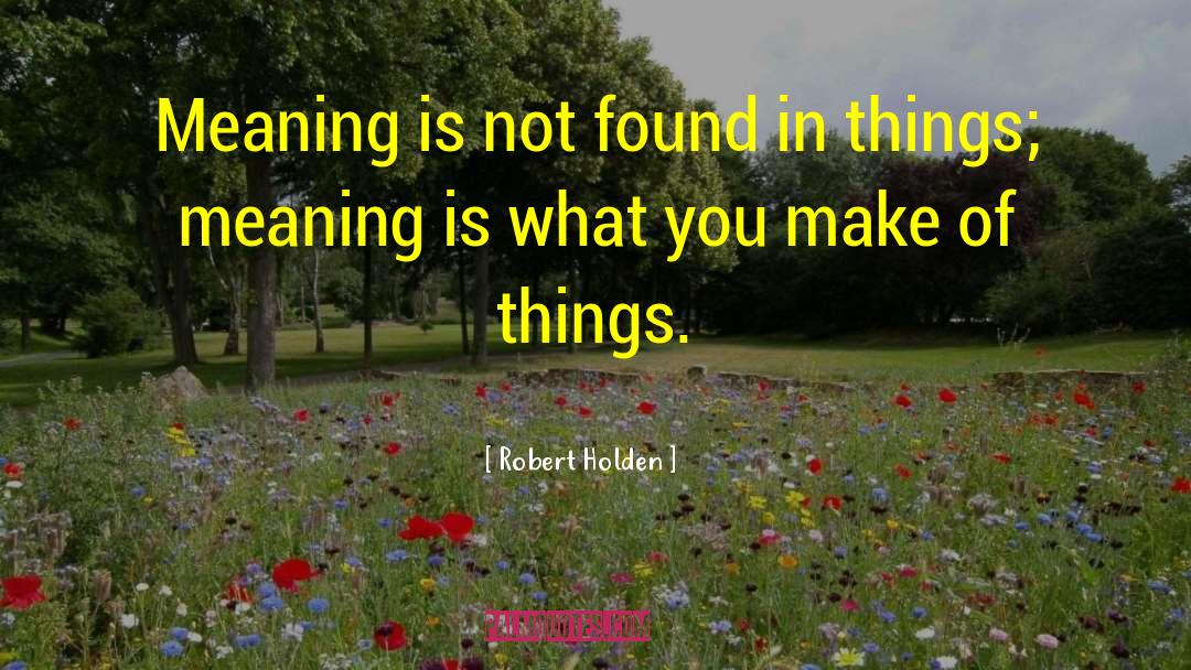 Robert Holden Quotes: Meaning is not found in