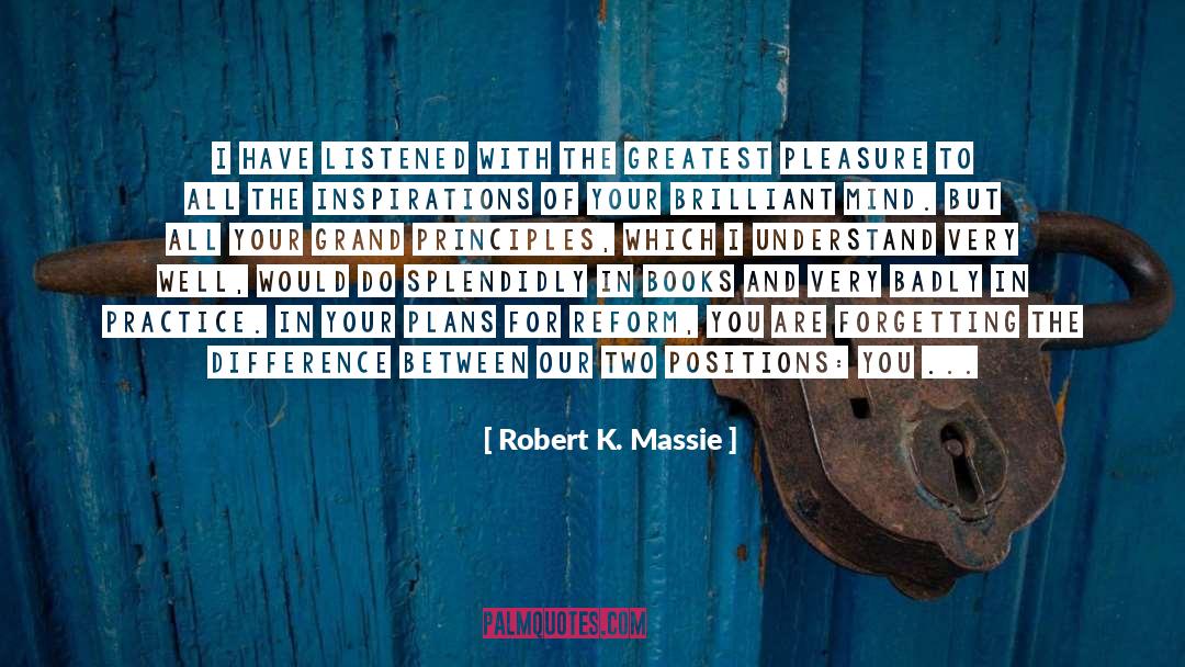 Robert K. Massie Quotes: I have listened with the