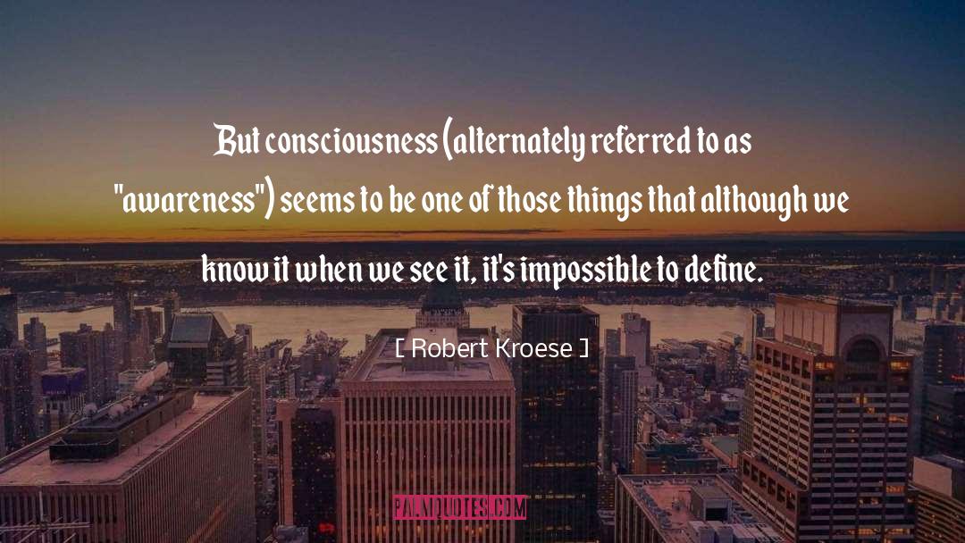 Robert Kroese Quotes: But consciousness (alternately referred to
