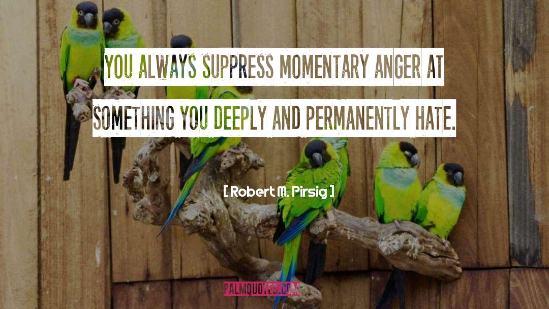 Robert M. Pirsig Quotes: You always suppress momentary anger