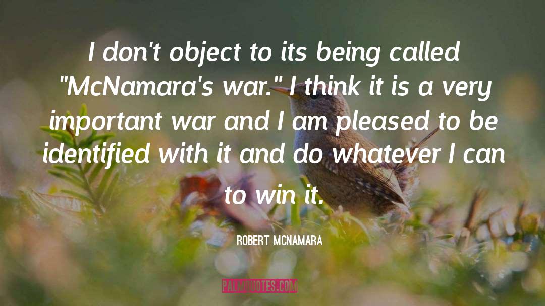 Robert McNamara Quotes: I don't object to its