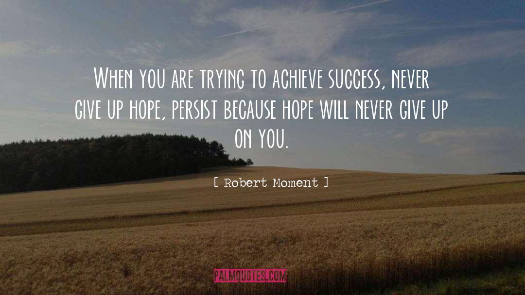 Robert Moment Quotes: When you are trying to