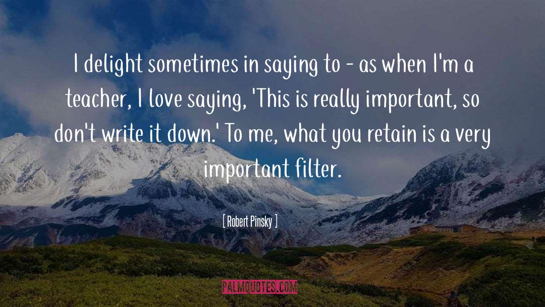 Robert Pinsky Quotes: I delight sometimes in saying