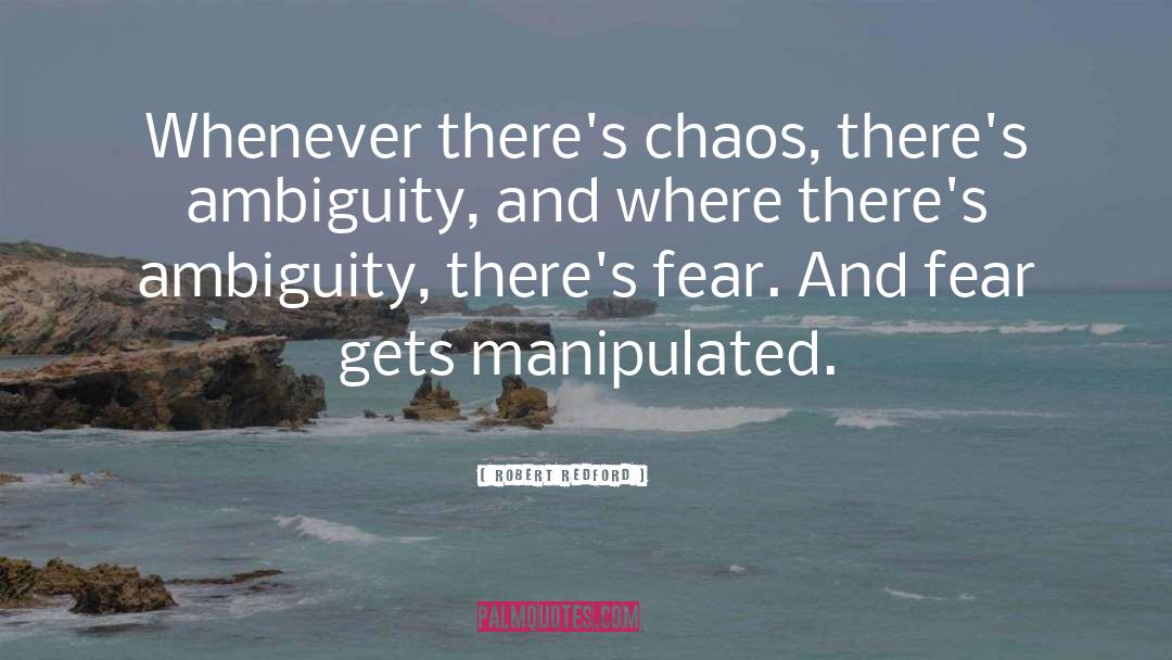 Robert Redford Quotes: Whenever there's chaos, there's ambiguity,