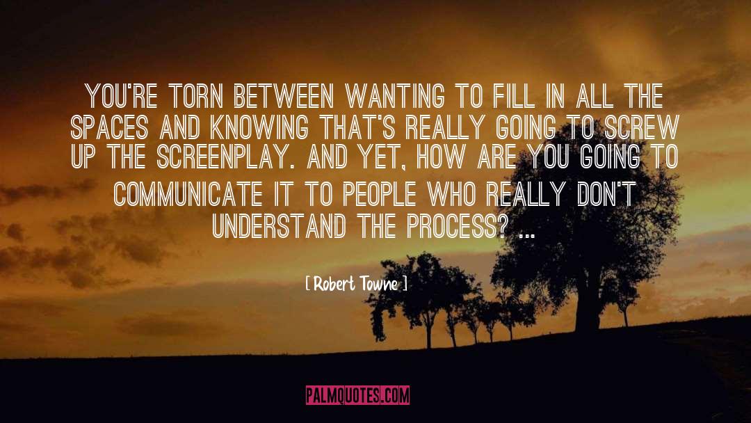 Robert Towne Quotes: You're torn between wanting to