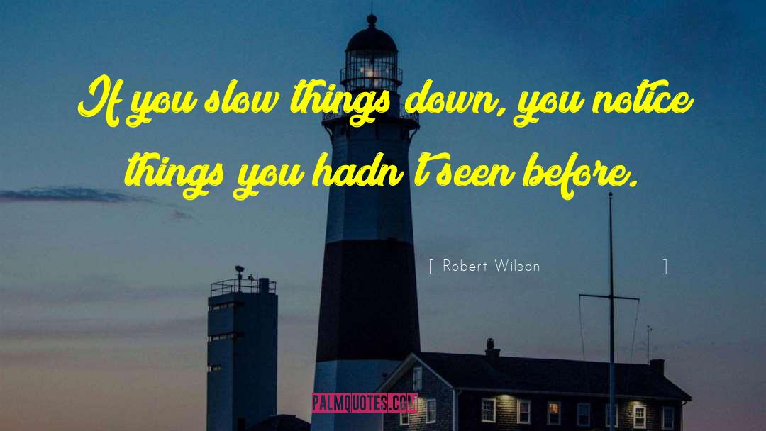 Robert Wilson Quotes: If you slow things down,