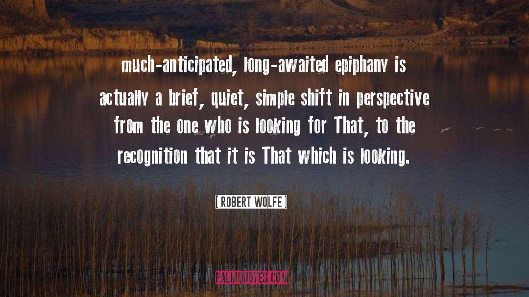 Robert Wolfe Quotes: much-anticipated, long-awaited epiphany is actually
