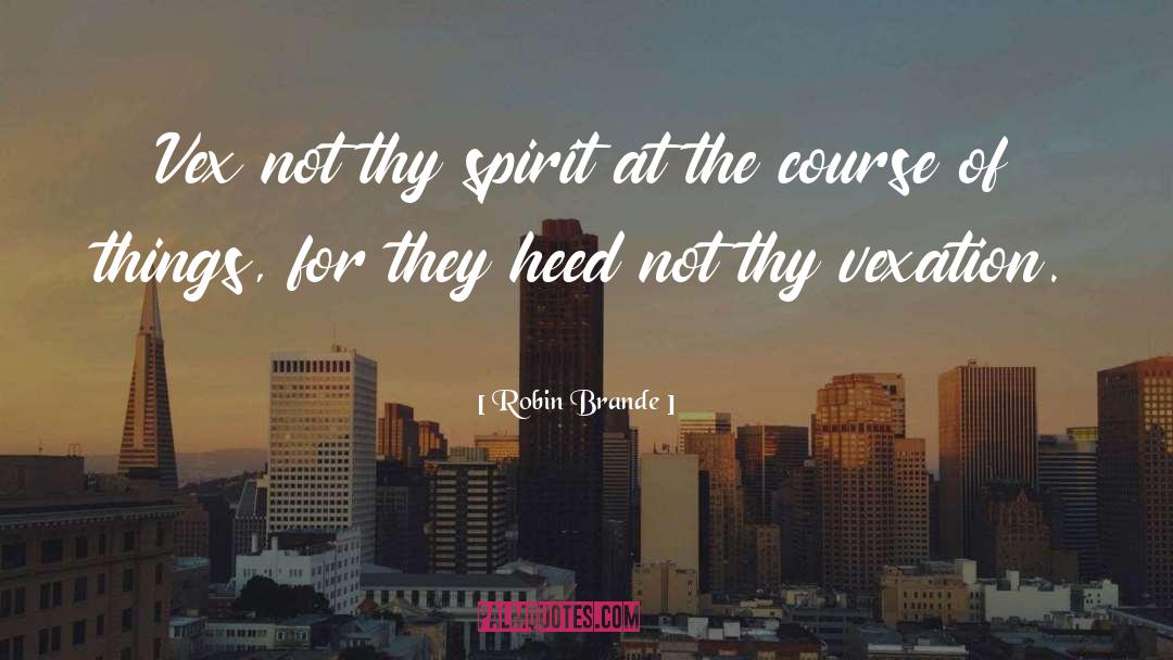 Robin Brande Quotes: Vex not thy spirit at